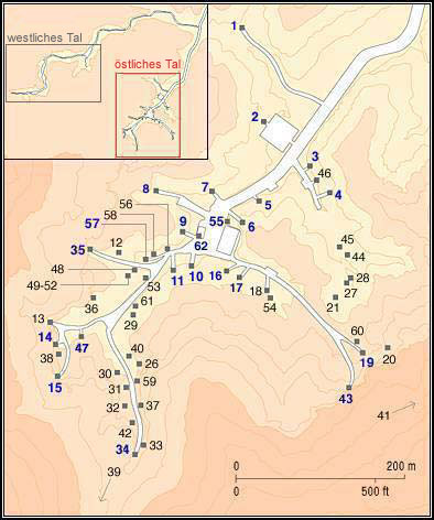 Karte der Ausgrabungen im Tal der Könige