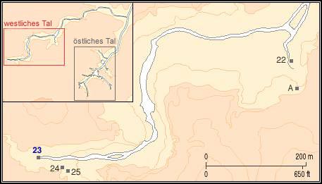 Karte der Ausgrabungen im westlichen Tal
